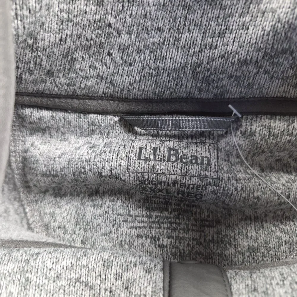 LL Bean Sweater Men’s 3XL Gray Pullover Snap T Fleece Slightly Fitted LOGO TAGS